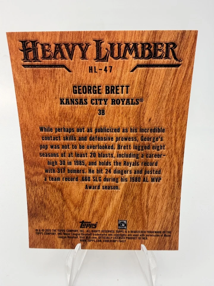 Actualización Topps 2025 George Brett Estuche de madera pesada Hit SSP Hl-47 KC Royals Foto 2 de 2