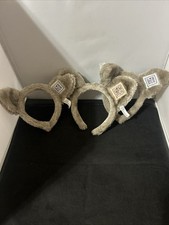 3 Great Wolf Lodge Fuzzy Plush Wolf Ears Pretend Play Headbands Grey CosplayJZ30