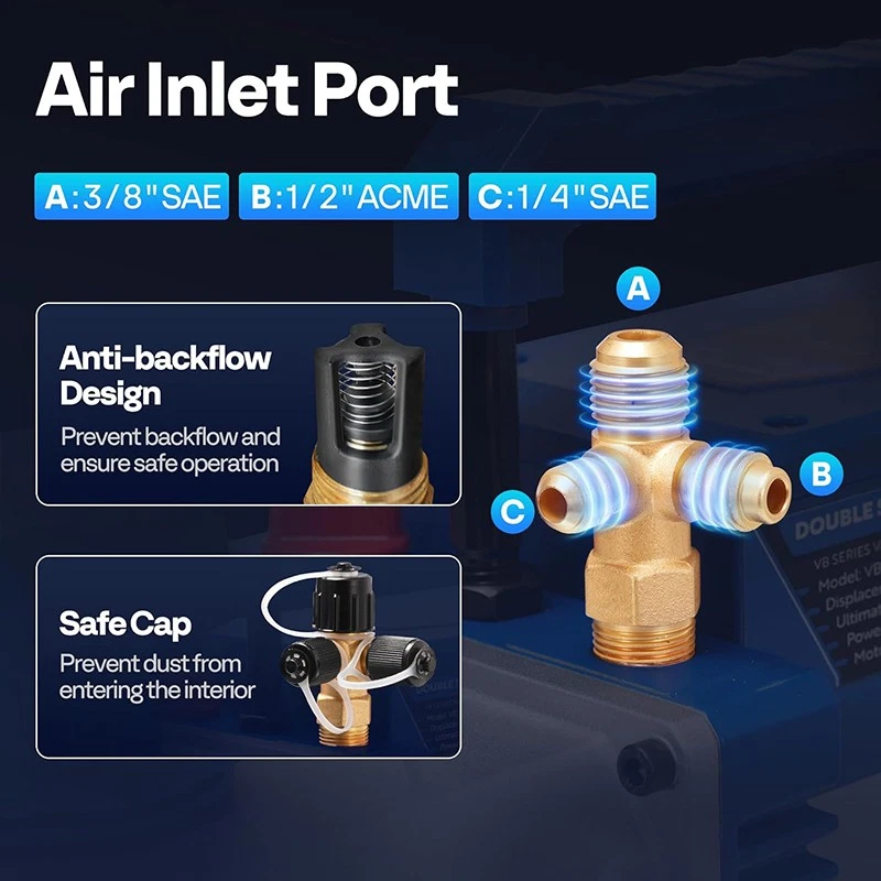 Bomba de vacío de aire HVAC de 2 etapas 9,6 CFM 1HP con 2 botellas de aceite para R134a R12 R22 R502 Foto 3 de 4