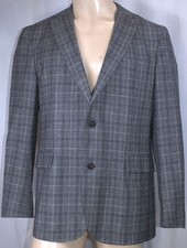 Givenchy Men 42R Charcoal Plaid Blazer Marzotto Super 100s Wool Lightly Tailored