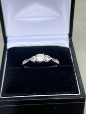 Platinum 0.50tcw Diamond Trilogy Ring, Size P1/2, Round & Pear Shape, RRP £1850.