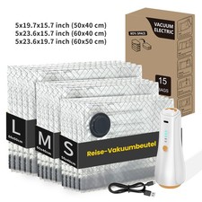 15X Vakuumbeutel für Kleidung mit Kabelloser...