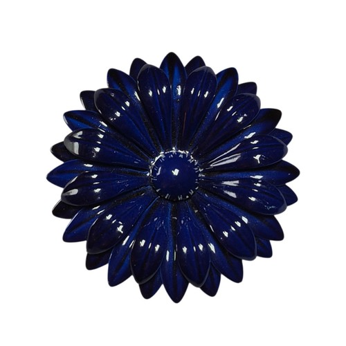 Vintage 1960s Cobalt Blue Enamel Layered Daisy Flower Brooch Pin 2.5"
