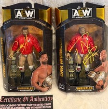 AEW Unrivaled Dax Harwood Cash Wheeler FTR Figures AUTOGRAPHED
