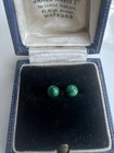 Green Agate? Dainty Ball Stud 18k not 9ct yellow gold Earrings
