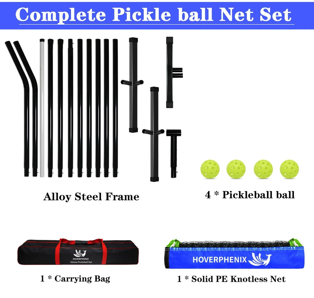 Pickleball Net for Driveway with 22FT Regulation Size Pickleball Net, 4 Outdo...