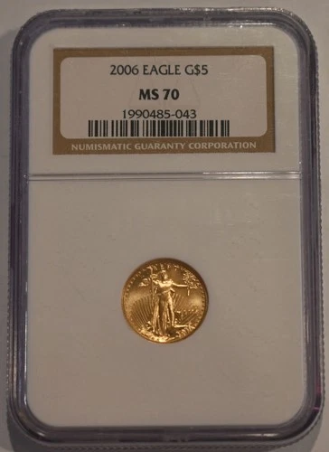 2006 Eagle $5 MS70 NGC Graded Gold Coin! 1/10th Oz with free shipping!!!