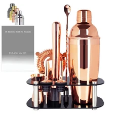 Cocktail Shaker Set Bartender Kit Bar Tool Mixology Gift Rose Gold, Includes ...