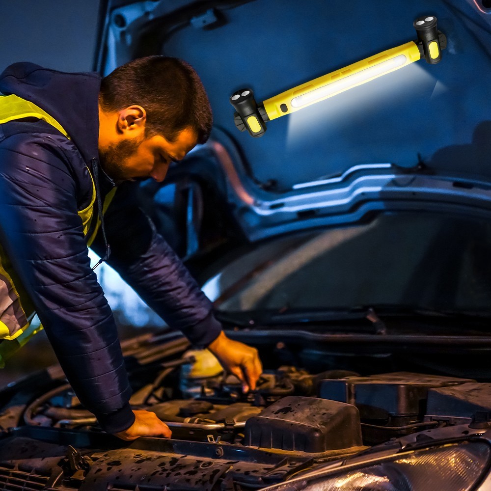 Under Hood Work Light Bar 3000LM LED Magnetic Light Bar with Hooks Rechargeable