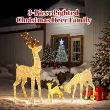 3 PCS Lighted Christmas Reindeer Family Set In/Outdoor Holiday Decorations