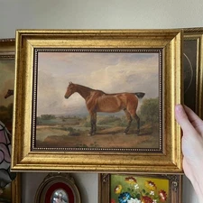 Vintage style inspired Brown Horse in Landscape Art Print framed Gallery Wall