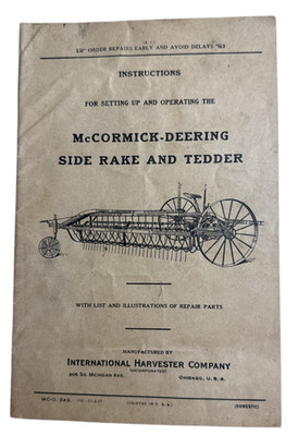 Instructions McCormick-Deering Side Rake & Tedder Set Up & Operating Manual