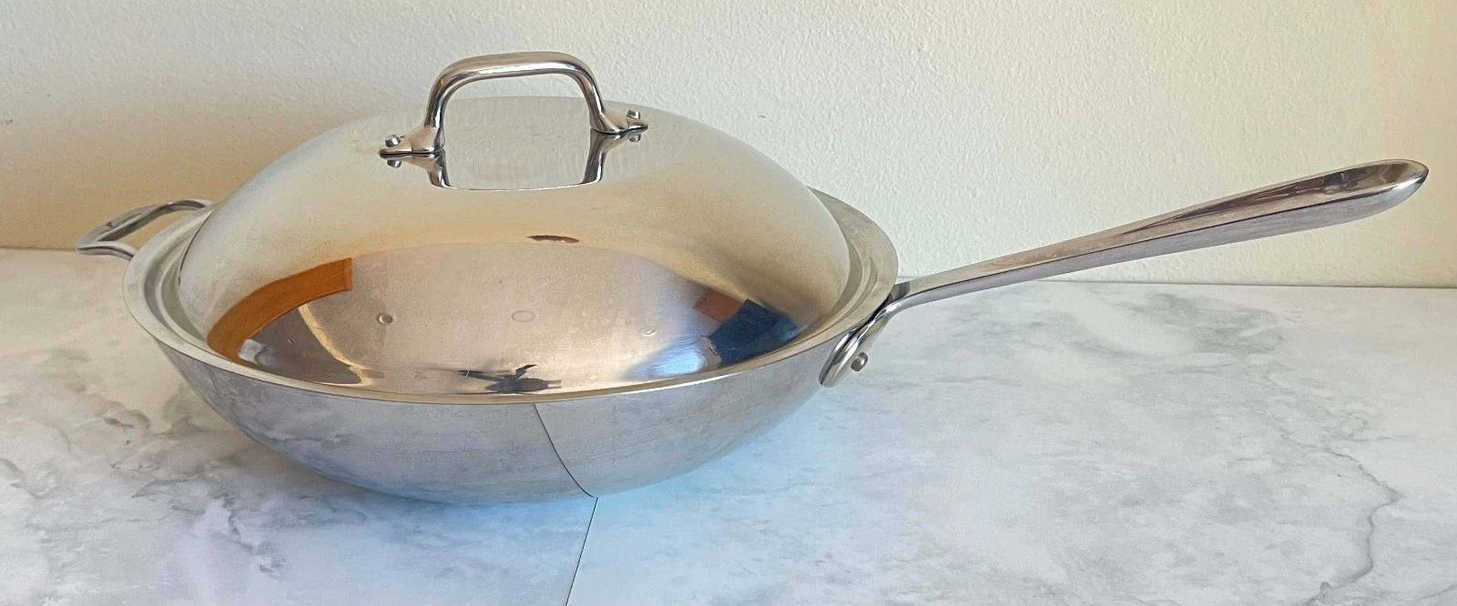 All Clad 12" Stainless Steel Wok, Chef's Pan, Stir Fry Pan with Domed Lid