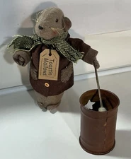 Pearson’s Simply Primitive Mouse Wool Felt Browns ‘Toastin Mallows’ W/Trash Can