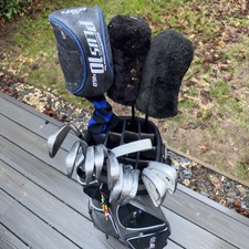 FULL LEFT HANDED STARTER SET OF MENS GOLF CLUBS WITH CART BAG. FREE UK POST