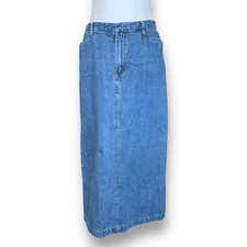 Vintage Cherokee Denim Midi Skirt Medium Wash Denim Flap Pockets Cotton Y2K 90s