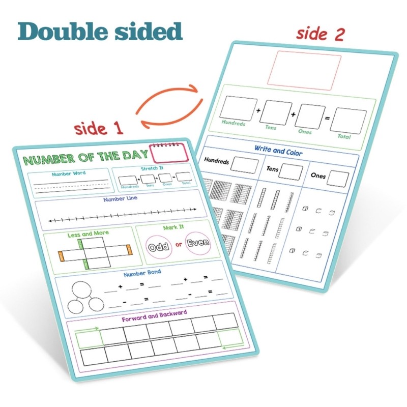 10 Advanced Math 10 Sheets Number Learning Boards Set with Guided Place Value Math ...