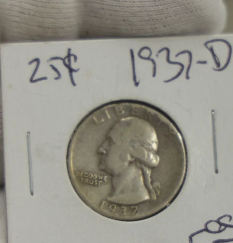 1937 D US Washington Quarter 25c VF+