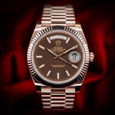 Rolex Day-Date 40 Everose Gold Chocolate Dial 228235 Complete Set