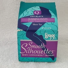 Vintage Leggs Smooth Silhouettes Body Contouring Hosiery Off Black "Q" Pantyhose