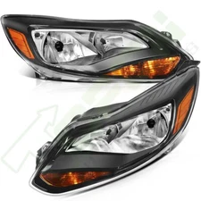 For Ford Focus Sedan 2012-2014 Headlights Assembly Headlamps Pair Black Housing
