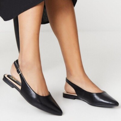 Dorothy Perkins Pippins Pointed Slingback Pumps UK Black NEW