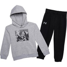 UNDER ARMOUR Gray/Black Mountain Logo 2 PC Hoodie and Joggers Boys Size 4 NEW