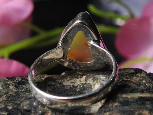 Australian Opal Natural Polished Rough Silver Ring Gift For MS - Picture 7 of 20