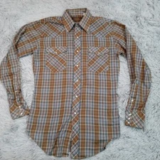 Vintage The Western Shop Mens Shirt Snap Up Brown 15 Rancher Chore 33 JC Penney