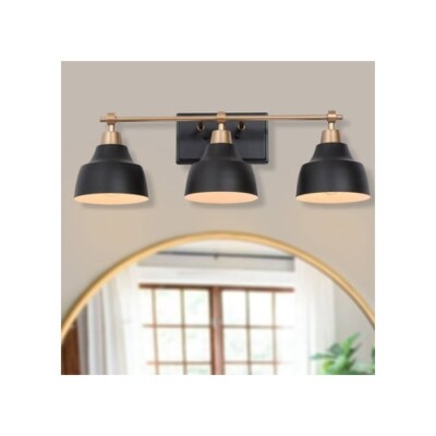 LNC MODERN ELEGANCE MATT BLACK AND GOLD VANITY LIGHT-3 LIGHTS