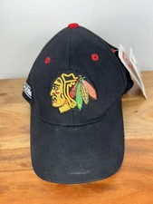 Chicago Blackhawks Baseball Cap Hat NWT CCM One-Fit Black Embroidered NHL