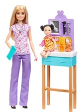 Barbie Pediatrician Doll and Doctor Playset with Accessories, Purple Scrubs