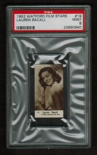 PSA 9  LAUREN BACALL  1952 Watford Film Stars Card