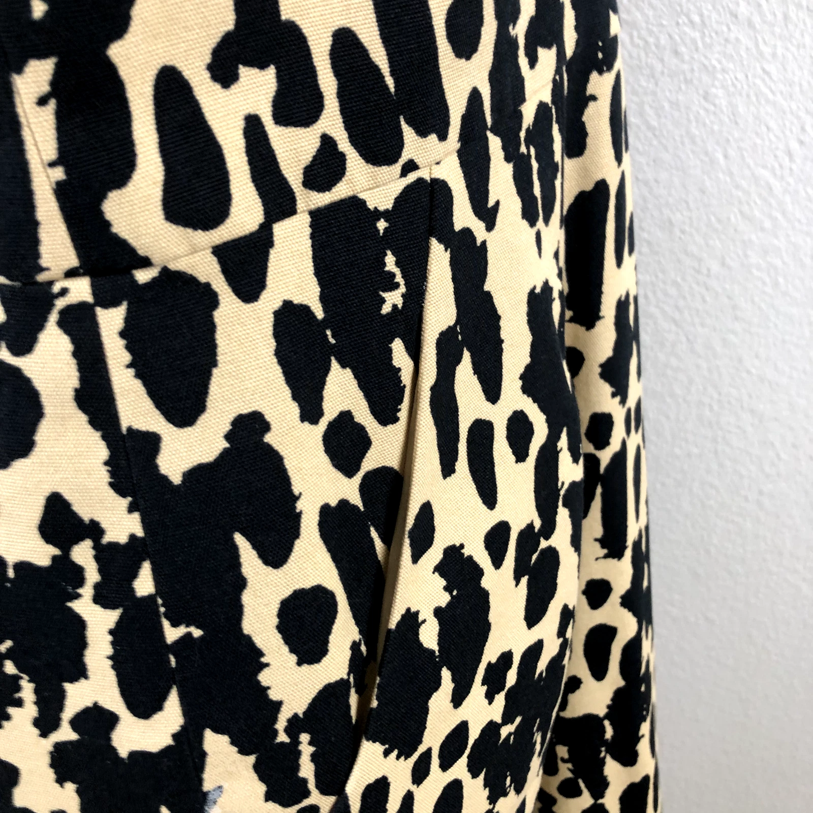 Abito Michael Kors donna 10 nero marrone stampa animalier plissettato aderente e svasato scollo a V