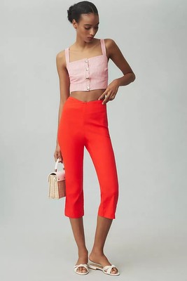NWT Anthropologie Maeve Structured Bombshell Capri Pants size 0 Orange #8C501