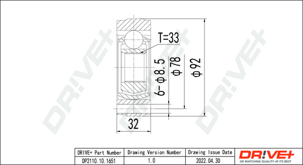 Dr!Ve+ DP2110.10.1651 Gelenksatz Antriebswelle FüR Vw Seat Skoda-image