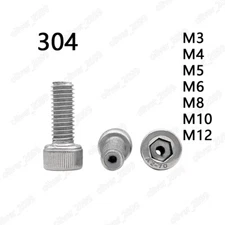 304 Stainless Steel Allen Hex Socket Head Cap Hollow Screws Bolt M3 M4 M5 M6-M12