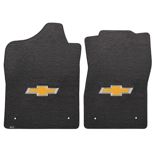 FOR Chevrolet SILVERADO STD CAB 2007-2013 Front Floor Mats GOLD BOWTIE LOGO 6200 - Picture 1 of 3