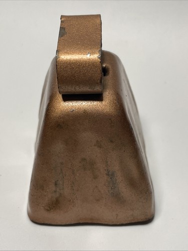 Vintage Cowbell Copper Colored Metal 3” x 2.75” x 2.25” - Picture 4 of 5