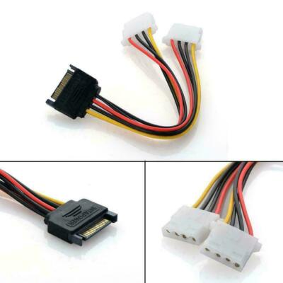 15cm 15Pin SATA Stecker auf 4 Pin Dual Buchse Molex Kabel Serial ATA Kabel für PC CPU