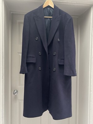 Mens Blue Double Breasted Cashmere Coat Medium Saville Row Savoy Tailors  Guild UK