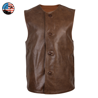 Men's Genuine Leather WW1 British Army Repro Jerkin Vintage