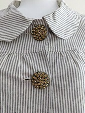 Vintage Forever 21 90's Small Linen Blend Crop Jacket With Rhinestone Btns Artsy