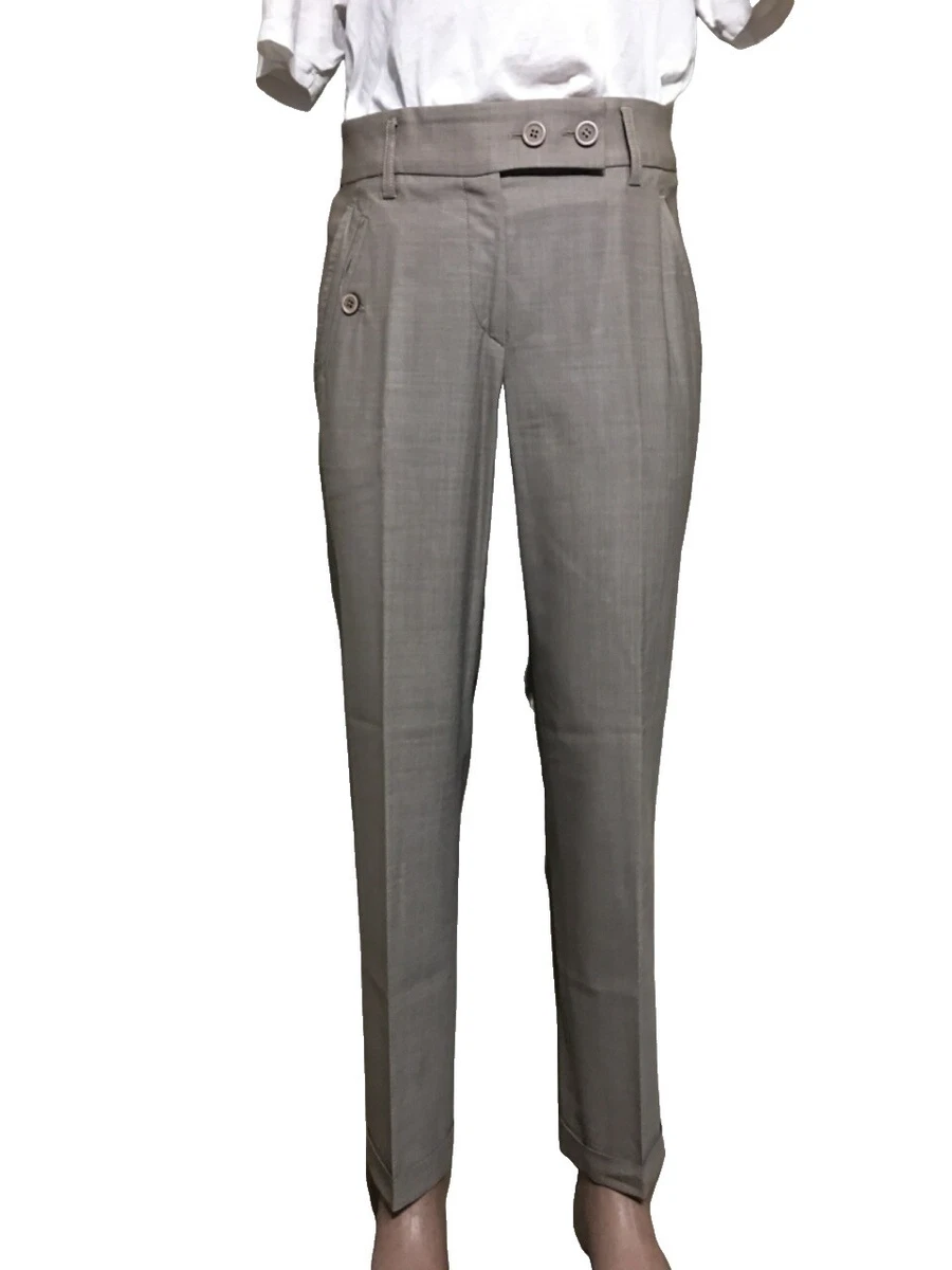 Pantalon Fluide Femme Brunello Cucinelli - Laine Mélangée Gris Taille IT44/US8 - Neuf Avec étiquettes