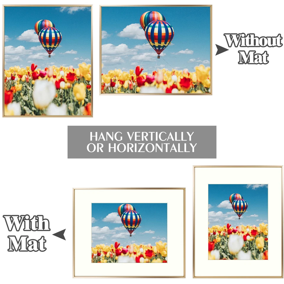 Marco de fotos clásico de aluminio satinado 16x20 para foto de 11x14 con tapete marfil Foto 3 de 4