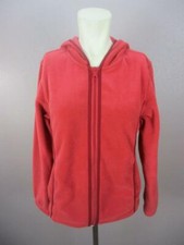 Columbia Size M Womens Red Athletic Outdoor Hooded Fleece Jacket T218