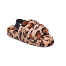 MSRP 18 Jenni Women's Plush Faux Fur Slide Boxed Slippers Beige Size Large