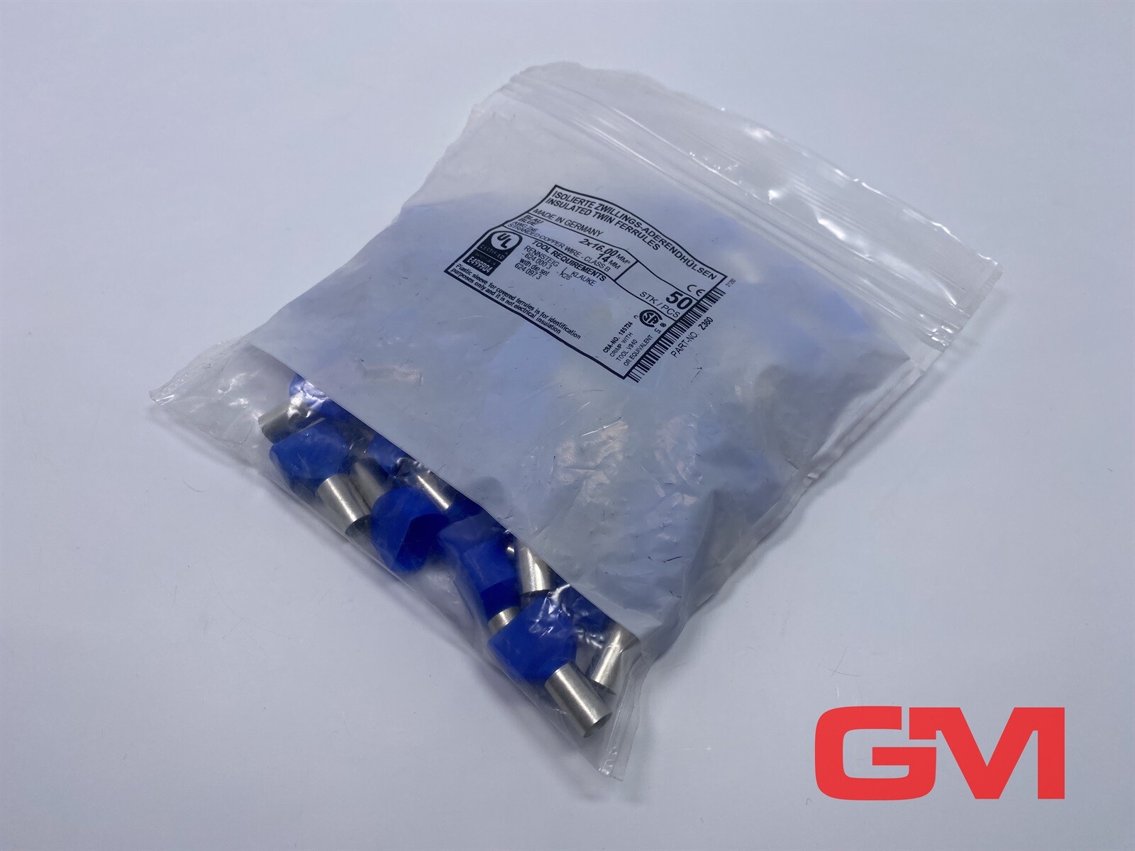 Ve 50x Schachermayer Twin Ferrule Z360 Twin Ferrule 16x14/30 Blue
