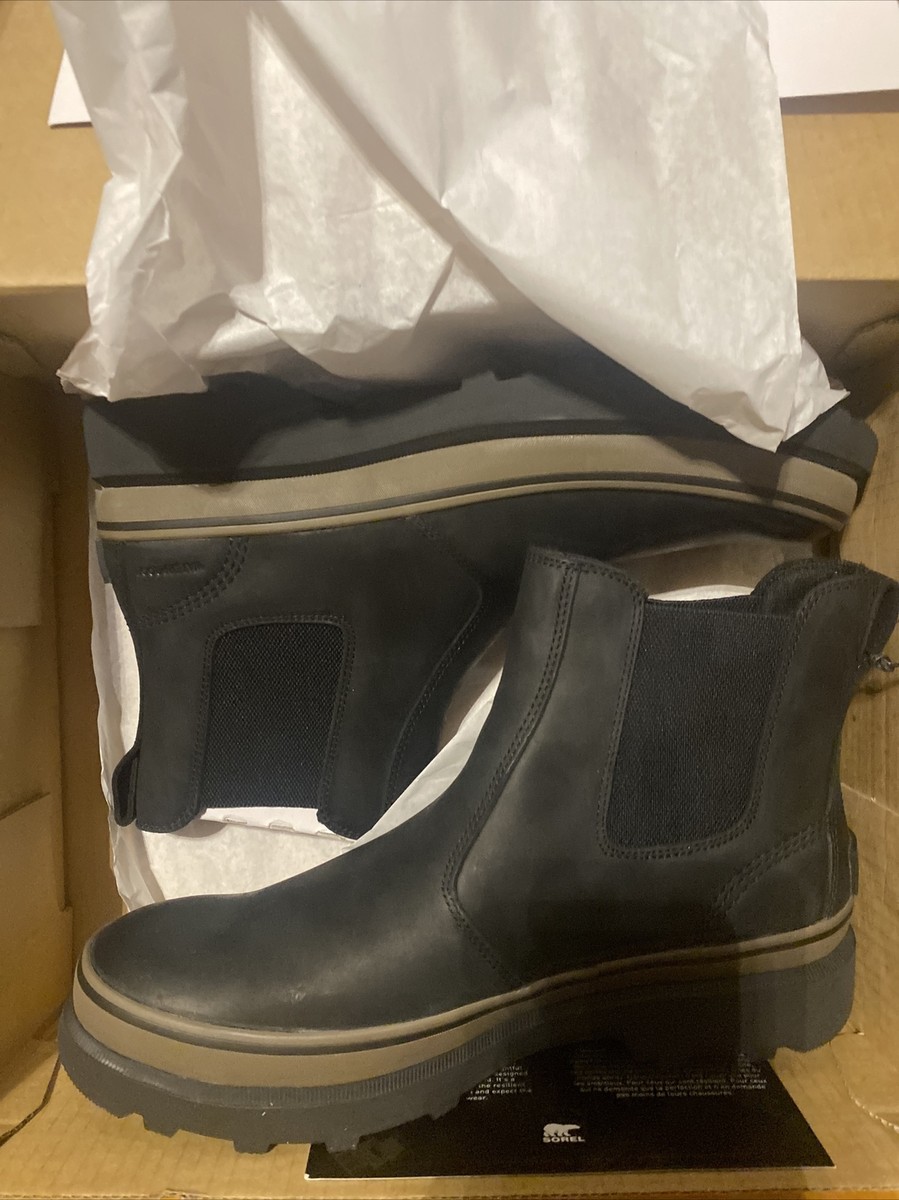 SOREL Mens Waterproof Leather Rain Boots— Black, Mud — Size  display picture 2