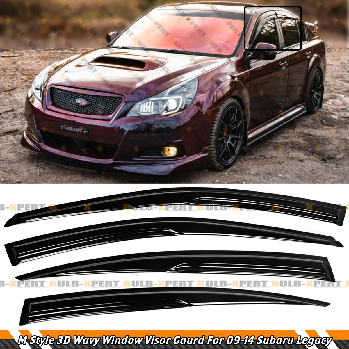 JDM 3D Wavy Window Visor Rain Guard Deflector For 10-14 Subaru